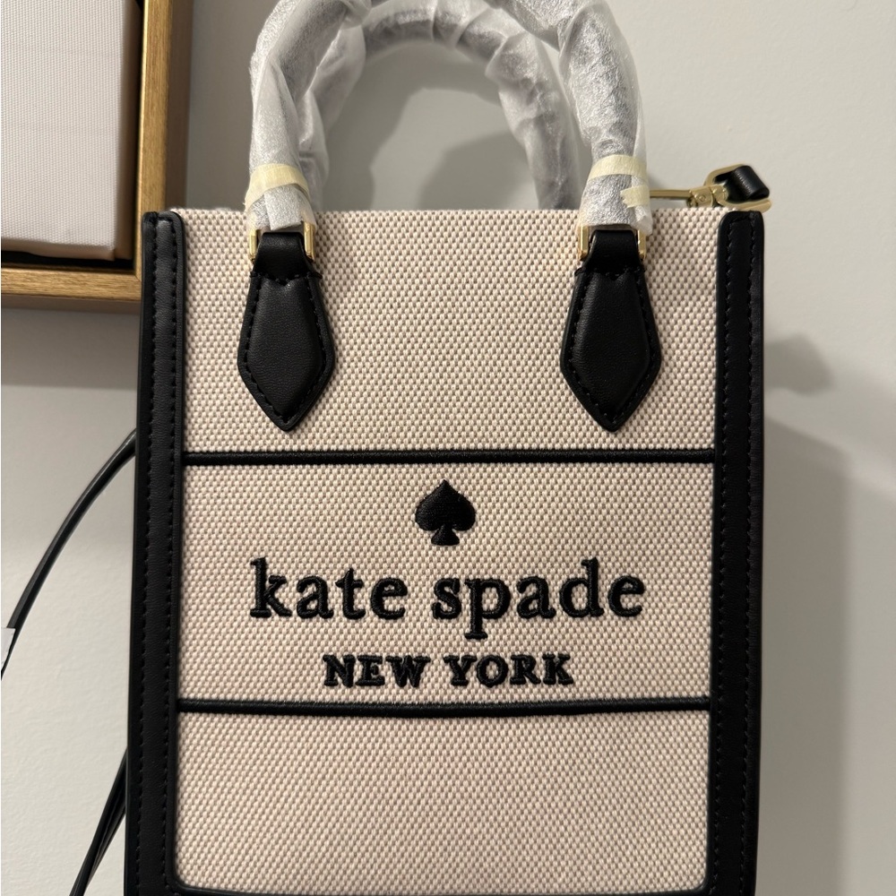kate spade Cream and Black Canvas Logo Tote